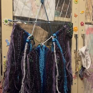 Hand Crafted Purple and Teal Boho Yarn Wall Hanging